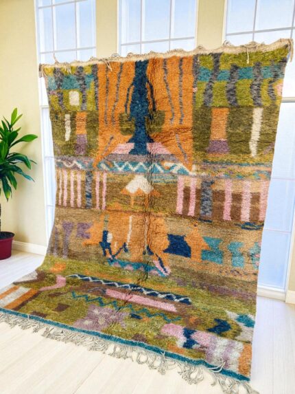Large Colorful Beni Ourain Rug - Hand-Knotted Moroccan Wool - 290x223 cm - Abstract Design