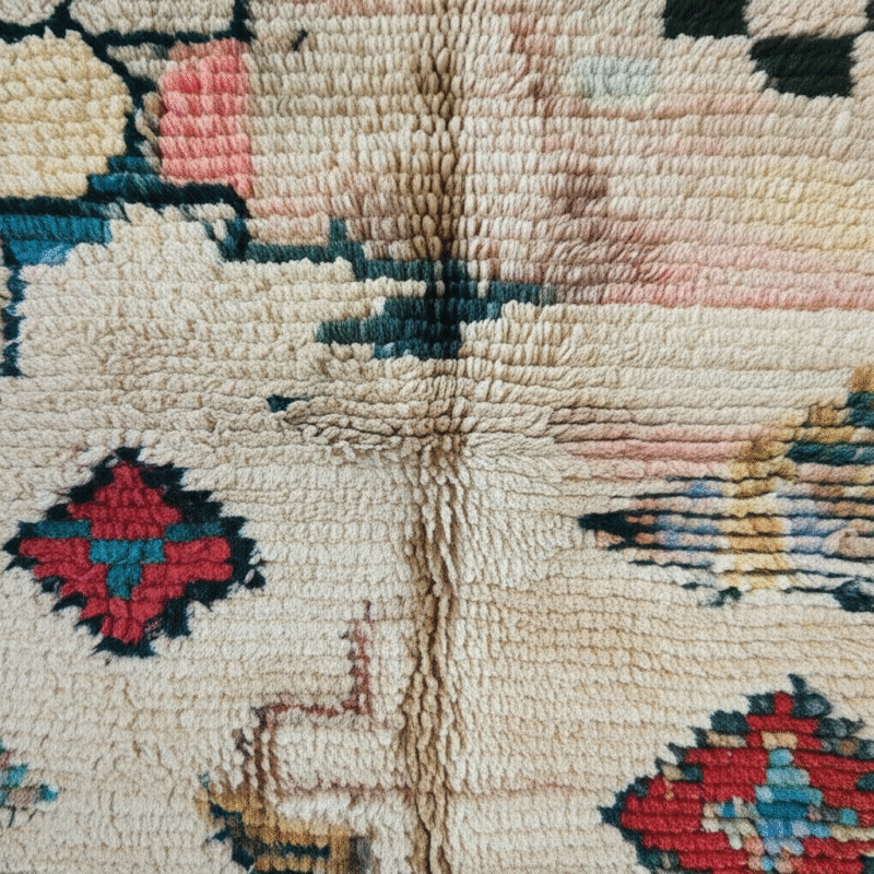 Generate a high-quality, relevant image prompt for an article about: Moroccan Rugs: Stunning, Handma