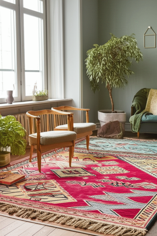 Generate a high-quality, relevant image prompt for an article about: Moroccan Rugs 2025: Stunning &