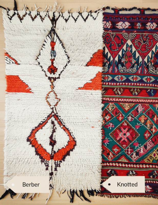 Generate a high-quality, relevant image prompt for an article about: Moroccan Rugs: Best Handmade Be