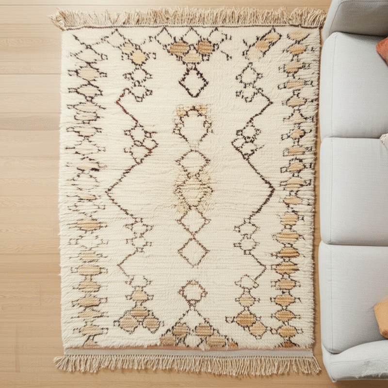 Generate a high-quality, relevant image prompt for an article about: Moroccan Rugs: Best Berber Styl