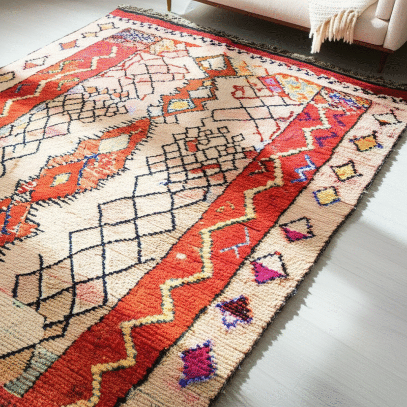 Generate a high-quality, relevant image prompt for an article about: Moroccan Rugs: Effortless Style